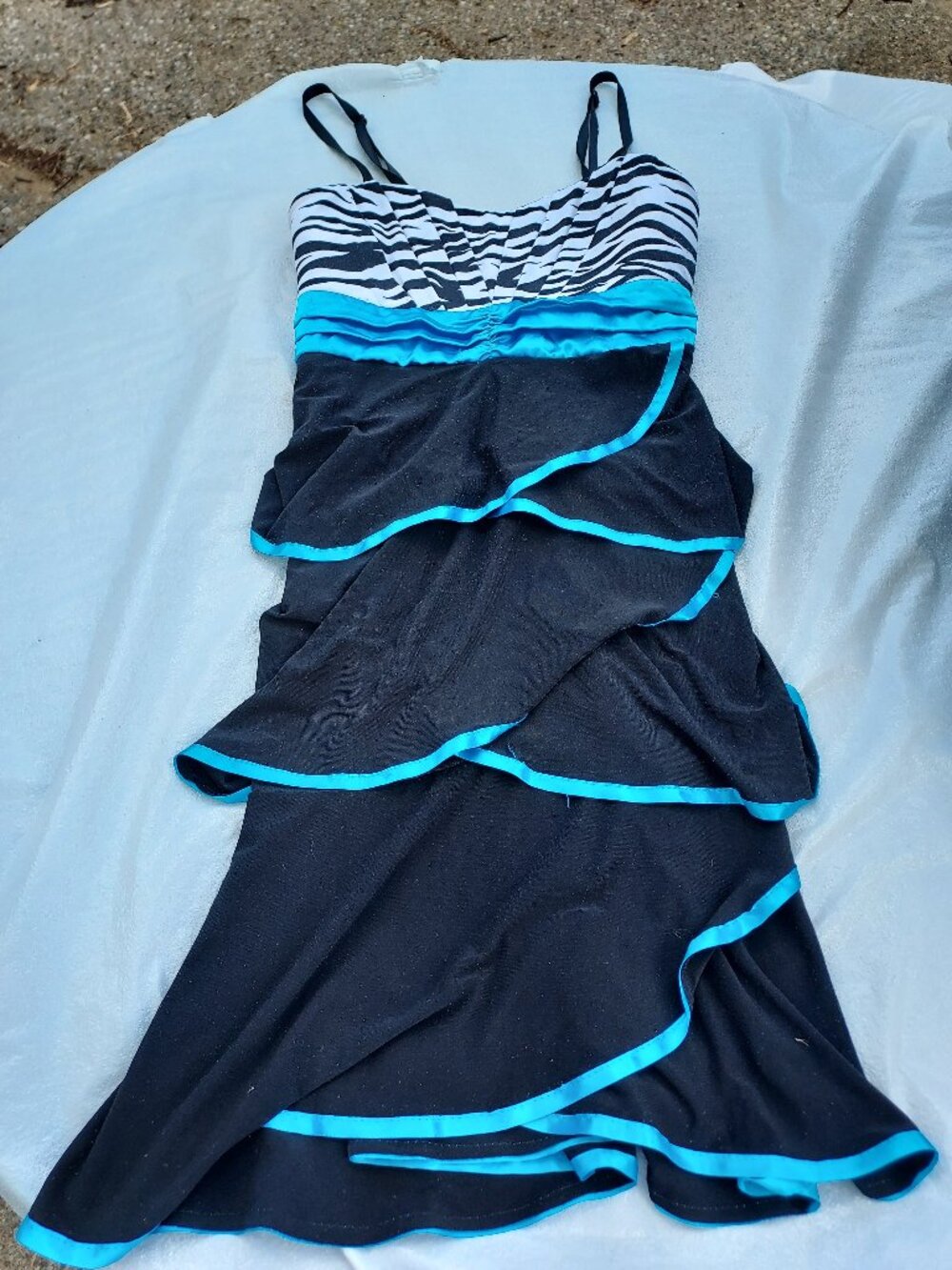Deb Balck and Blue Dress